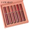 DAMLA gemisi HANDAIYAN 6colors / Sıvı Mat Velvet Ruj Seti Lipgloss Makyaj Nü Dudak Parlatıcıları Su geçirmez Doğal Nemlendirici 5 set / çok ayarlar