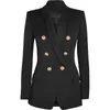 Novo designer de alta qualidade feminino de couro blazers de leão botão de cabeceira dupla de trespotas feminina feminina de escritório blazer casaco A289