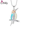 Fashion-925 Sterling Silver Creato Bianco Blu Rosa Opale di fuoco Cubic Zirconia Commercio all'ingrosso Carino Uccello per le donne Gioielli Ciondolo SP001