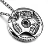 US7HIP Hop Barbell Blatt Anhänger Halsketten Gold-Farbe Edelstahl Kraft Fitness Sport Schmuck für Männer Gym Schmuck