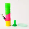 Tuyau d'eau pliable Portable Silicone Bongs Smoking Accessoire 7.8inches pliées Bong métal droit perc huile de concentré