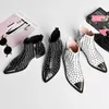 Vendita calda- 2020 moda nuove scarpe da donna Mucca in vera pelle rivetto punta a punta stivaletti con cerniera tacchi quadrati stivali da donna
