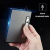 Creatieve winddichte automatische sigaretten opladen sigarettenkoker lichtere elektronische roken lichter draagbare metalen 5 sticks doos