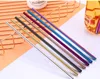 Dricka halm Rostfritt stål Straight Bent Curve Metal Straws Bar Familj Kök för öl Fruktjuice Dryck Party Supplies 215 * 6mm borste