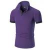 2024SSポロメンズポロシャーシャツメンコットンブレンド半袖夏の通気性ソリッドソリッド衣類紫色のサイズM-5XL短袖Tシャツポロスシャツシャツ