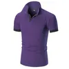 2020ss Polo Mens Clothing Poloshirt Shirt Men Cotton Blend Short Sleeve Casual Breathable Summer Breathable Solid Clothing Purple Size M-5XL