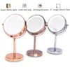 6 "1X / 3X Specchio ingranditore a doppia faccia con supporto 18 LED Illuminato da tavolo Specchio cosmetico per trucco a batteria Oro rosa Bronzo Argento