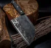 كامل تانغ سكين الشيف اليدوية مزورة عالية الكربون الصلب ملتف سكاكين المطبخ الساطور التعصيب التقطيع واسعة جزار سكين