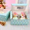 Gift Wrap 20x Window Cupcake Boxes 4/6 Cup Kraft Paper Box Packaging For Wedding Blue Cake Holders Macarons Box1