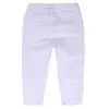Moda meninas terno listra tops calças 2 peças conjunto sem alças crianças bowknot buraco jeans branco meninas roupas set6416183