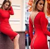 Middlewaisted Gamiss Bodycon Sheath Dress Long Sleeve Party Sexy Women Clothing Back Full Zipper Robe Sexy Pencil Tight Dress Ves96099627