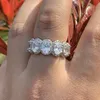 2019 meistverkaufte Paarringe Luxusschmuck 925 Sterling Silber Ovalschliff Weißer Topas CZ Diamant Eternity Wome Hochzeit Brautring Set Geschenk