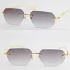 Gafas de sol sin montura de metal dorado plateado para hombres y mujeres con marco de alambre decorativo Gafas unisex para verano al aire libre Lente UV400 masculina y femenina