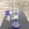 6.5 "Tall 18mm Joint Tre Blue Comb Hookah Glass Ashcatcher för Bongs Röktillbehör Triple Disc Percolators Ash Catcher