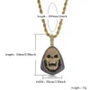 18K Gold Iced Out Skeletor Pendant Necklace With Tennis Chain Copper Hip Hop Gold Silver Color Mens Women Charm Chain Jewelry316T