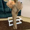 Aso Ebi Abiti da sera in pizzo oro vintage 2020 Nuova sirena di lunghezza del pavimento Puffy manica lunga da donna africana Abiti da cerimonia