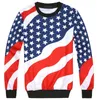 2017 New Fashion Moda / Women Flag American Flag Dress Print Crewneck Bluza + Spodnie 2 sztuk Pulowers Zestaw Joggers Plus S-XXL R2393