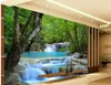 красивые пейзажи обои 3D Mural Forest River водопад Обои фоне стены декоративной живописи