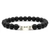 Haute Qutilité Mode Creative 8mm Noir Mat Pierre Sport Haltère Perlé Bracelet Charmes Bracelets Hommes Femmes Saint Valentin Cadeau