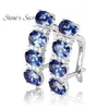 Wholesale-925 Sterling Silver Tanzanite Earrings for Women Blue Stone Fine Jewelry for Wedding Y18110110