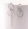 Boucles d'oreilles de la mode 2019 Punk Simple Gold Silver Long Section Pendre Pendre Taille Cercle Boucles d'oreilles pour les dames Cadeaux en gros