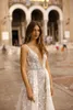 2019 Prinsessan Berta Mermaid Bröllopsklänningar med Overskirts V Neck Lace Bridal Gowns Queen Backless Beach Bröllopsklänning Vestidos de Noiva
