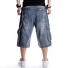 Heren jeans Losse Hip Hop Pockets Cargo Denim Shorts Plus Big Size Letters Borduurwerk Skateboard Streetwear