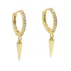 gold plated spike charm revit dangle charm earring cz circle hoop with drop fashion simple jewelry for women