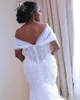 Mermaid African Dresses Beaded Off the Shoulder Tulle Custom Made Sweep Train Wedding Gown Vestido De Novia