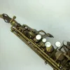 Ny antik kopparsopransaxofon bb krökt saxofone hög f# med fall bra skick anpassad b platt sax331d