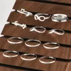 8 szt./SET Moda Otwarty geometryczny Lotus V Rhombus Wspólne Pierścienie Silne Pierścienie Zestaw Kobiet Wedding Party Jewelry Akcesoria