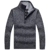 Maglioni da uomo Autunno Pullover lavorato a maglia caldo spesso da uomo Maglioni dolcevita a maniche lunghe con mezza zip Cappotto invernale in pile di lana Taglia asiatica