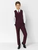 Bordeaux Jongen Formele Pakken Diner Smoking Kleine Jongen Bruidsjonkers Kids Kinderen Voor Wedding Party Prom Pak Formele Slijtage Jassen Vests239O