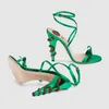 Kostenloser Versand 2019 Catwalk-Modelle Lucky Classic Hot Design Sexy Lip Snake Stiletto Fliege Offener Zehenriemen 10,5 cm Heels Sandale Grüne Farbe