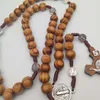 Men Women Christ Wooden Beads 10mm Rosary Bead Cross Pendant Woven Rope Chain Necklace Jewelry Accessories