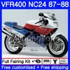 Corps pour HONDA RVF400R VFR400RR RVF400RR VFR400R 1987 1988 267HM.31 VFR400 R rouge blanc bleu NC24 V4 RVF VFR 400 R VFR 400R 87 88 Kit de carénage