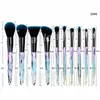 Pinceaux de maquillage en cristal de diamant 10pcs Set Pinceau à poudre contour Pinceau pour le visage et les yeux Puff Batch Correcteur Pinceaux Fondation Pinceaux cosmétiques Outils de beauté par DHL