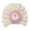 Partihandel Vinter Höst Tjejer Pojkar Stickning Ull Elastiska Mössor Spädbarn Turban Hattar Kreativa Baby Kids Warmer Sticka Söt Boll Kepsar DH822