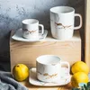 Hot Sales Ceramic Tea Cup and Saucer Set Creative Golden Design Porslin Tea Cup Set Black Coffee Cup Set Drinkware