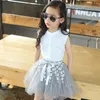 Ensembles de vêtements pour filles 2019 Summer Kids Fashion Clothing Sestting Children Fashion Lace Sans manches Teestutu Robe 2PCS Lace Outfits8858562