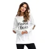 Frauen Mama Bär Hoodies Langarm Ellenbogen Patch Shirts Pullover Casual Rundhals Top Tees Lose Brief Drucken Hemd Herbst kleidung