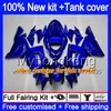 Kropp + Tank för Kawasaki ZX1000 CC ZX 10 R ZX-10R 2004 2005 Blue Stars 214MY.21 ZX10R 04 05 ZX1000C 1000cc ZX 10R 04 05 ABS Fairings