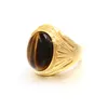 Vintage Men Boy Oval Tiger Eye Brązowe kamienie z pierścieniem symbolicznym w biżuterii ze stali nierdzewnej Akcesoria ANEL Aneis2398426