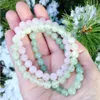 MG0307 8 mm naturligt grönt Aventurine Armband Set Rose Quartz Gemstone Stack Armband Chakra Wrist Mala Yoga Armband