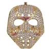 Personnalisé Vintage Crâne Masque Pendentif Chaîne Collier Or Blanc 18K Plaqué Cublic Zircon Hip Hop Rappeur Halloween Fête Bijoux Accessoires Cadeaux pour Hommes Femmes