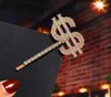 Nieuwe Mode Dollar Geld Rhinestone Letter Haar Clip Voor Vrouwen Bling Crystal Hair Pins Barrettes Baby Haar Sieraden