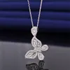 Ins Butterfly Pendant Fresh Simple Fashion Jewelry 925 Sterling Silver Princess Cut White Topaz CZ Diamond Gemstones Clavicle Neck311Q
