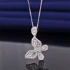 Ins Butterfly Pendant Fresh Simple Fashion Jewelry 925 Sterling Silver Princess Cut White Topaz CZ Diamond Gemstones Clavicle Neck2628