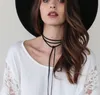 Aankomst Mode Charm Bohemen Sexy Zwart Lederen Choker Ketting Sieraden Lange Kwastje Verstelbare Hangers Kettingen Black Choker WCW084