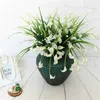 23 cabeças / 1 lote buquê flores mini calla artificial com folha de seda falsa lírio aquático plantas home room decoração